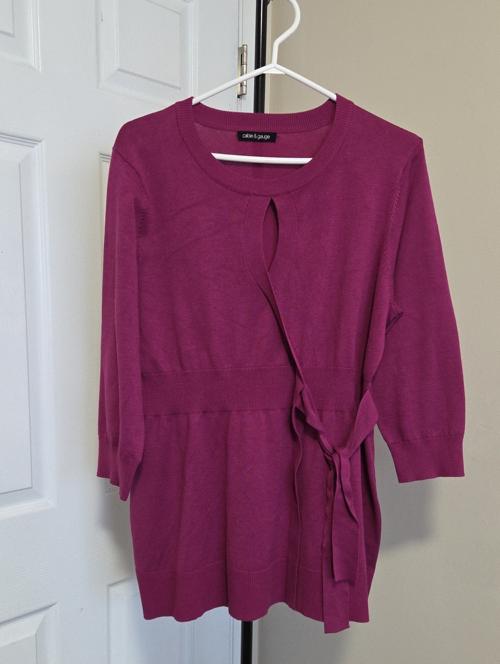 Cable & Gauge Women's Magenta Tie-Waist Knit Dress